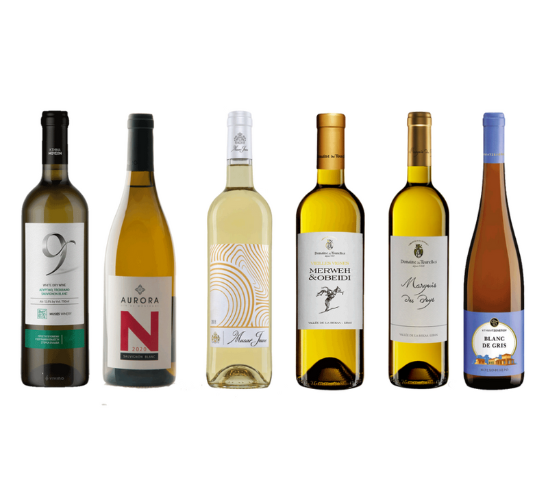 Weißwein Probierpaket Mittelmeer - Mediterraner Wein aus dem Libanon und Griechischer Wein - Weißwein Paket